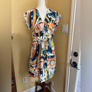 Lesley Evers Tropical Vibes belted Mini Dress. XS